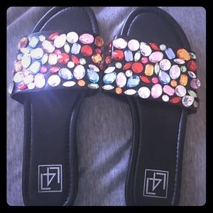 Jeweled flat sandals